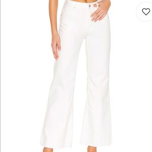 Free People White High Rise Ankle Crop Flare Jeans